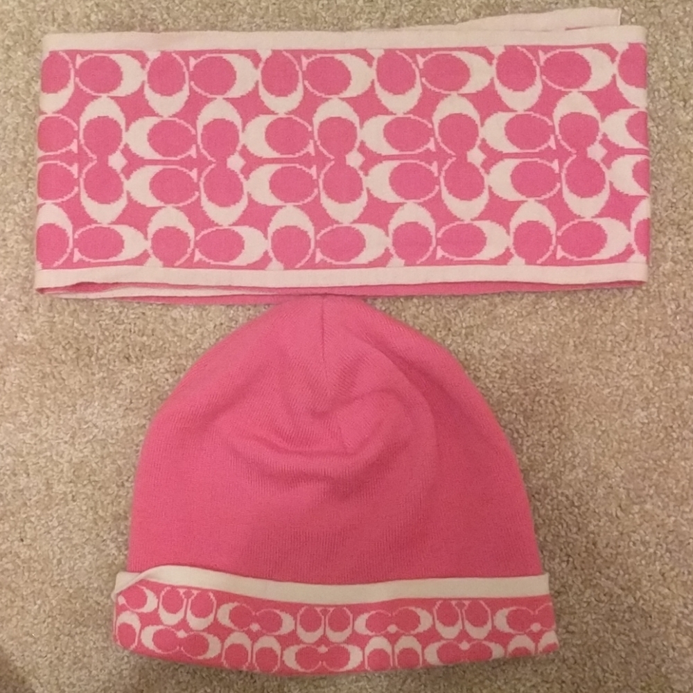 Pink Coach Hat and Scarf